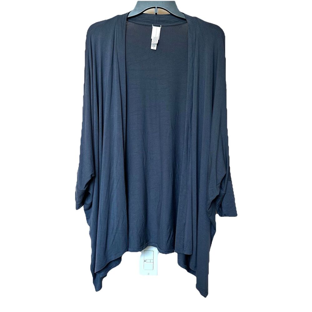 Wynne Layers Cardigan XL Open Front Gray Lagen Minimalist Boxy Basic Cozy Flowy